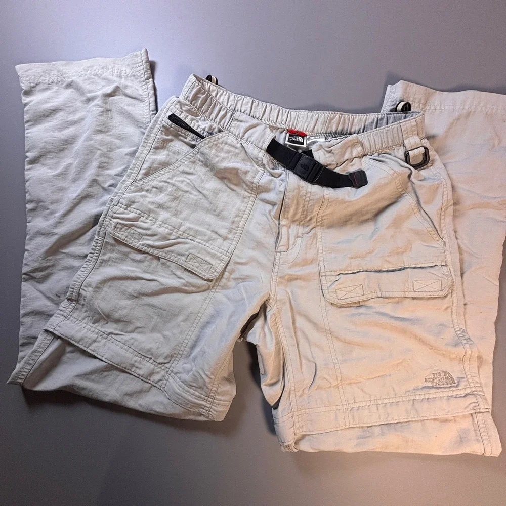 The North Face Mens Convertible Zip‎ Off Hiking Pants 32x31 Beige Cargo Nylon